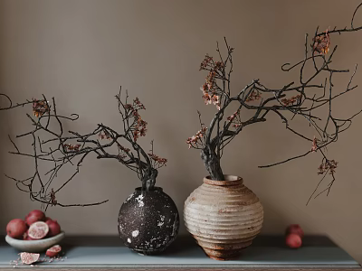 Quiet Style Vase Flora Vase Flora Ceramic Pot Dried Branches Decorative Vase Fruit Ornaments Furnishings 3d model