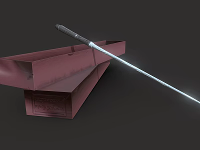Red Long Box With Black Handle And Silver Rod On Dark Background 3d model