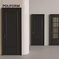 Black Hinged Doors POLIFORM Modern Design With Glass Panel And Solid Wood For Interior Spaces 3d model