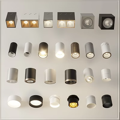 Various Recessed Downlights And Spotlights With Black White Finishes Modern Lighting Designs 3d model