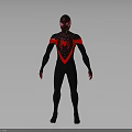 Spider Man Superhero Character In Black Red Costume With Spider Logo Design