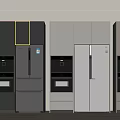 Modern Refrigerators and Freezers in Stylish Side by Side Kitchen 3d model