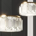 Elegant Modern Chandelier Featuring Gold Frame And Clear Long Glass Strips Design
