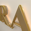 Golden ZARA Sign Wall Decor Mounted on White Wall with Modern Lighting