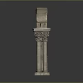 Scenic Classical Landscape With Stone Arches Carved Columns And Smooth Ground Reflections