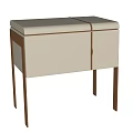 Elegant Modern Nightstand With White Body Gold Metal Frame Upholstered Top And Stitching Details