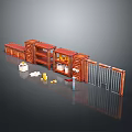 Reddish Brown Wooden Furniture Collection With Bookshelf Drawer Cabinet And Small Accessories