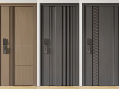 Modern Security Doors With Various Designs Textures And Colors Brown Dark Gray Black 3d model