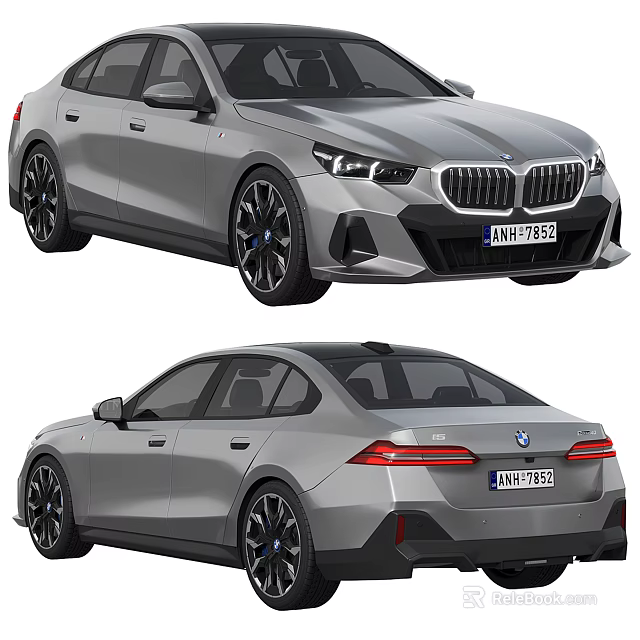 Silver BMW Cars Front And Rear Displays 3d model 