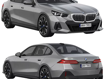 Silver BMW Cars Front And Rear Displays 3d model