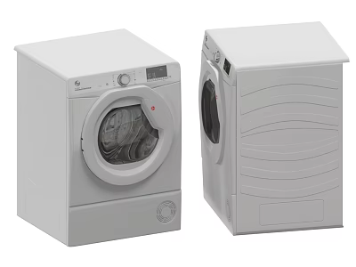 White Front Loading Washing Machines With Modern Design And Side Panel Details 3d model