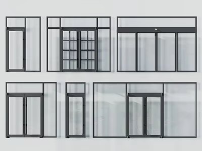 Various Modern Window And Door Designs With Black Frames And Glass Panels 3d model