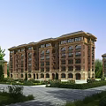 Classical Multi storey Residential Building With Brick Facade And Landscaped Garden