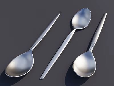 Sleek Modern Stainless Steel Kitchen Utensils Including Spoons And Long Handle Tool 3d model