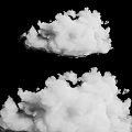 White Fluffy Clouds Floating Against Black Background With Soft Texture 3d model
