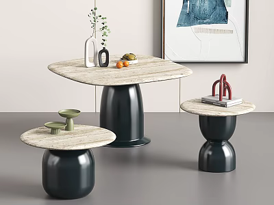 Modern coffee table suit books ornaments 3d model