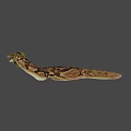 Minecraft Style Giant Snake Game Character With Pixel Art Green Head And Brown Scales