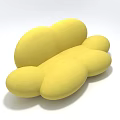 Yellow Cloud Shaped Sofa Stool With Plump Rounded Design And Soft Upholstery 3d model