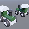 Cute Green Electric Toy Trains With White Roofs Black Wheels And Block Design