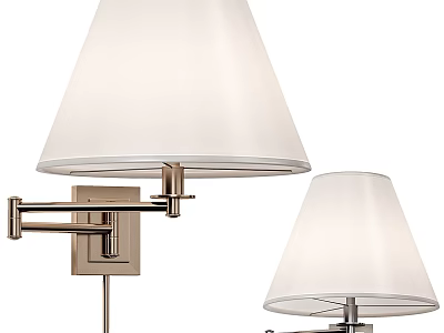 Modern Wall Lamp With White Fabric Shade And Adjustable Metal Arm For Interior Decor 3d model