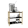 Wooden Storage Shelf With Photo Frames Vase Dried Branches Smile Letter And Books