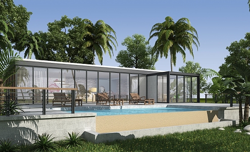 Modern single-family villa luxury building 3d model