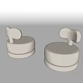 Light Colored Upholstered Sofa Stools With Rounded Backrest And Modern Design 3d model