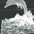Lego Model of Dolphin Jumping Out of Water with Blue Splash Details