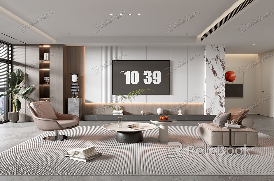 Home Living Room TV Background Wall Simple Living Room Coffee Table Combination Sofa TV Cabinet Minimalist Living Room model