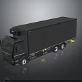 Black Commercial Cargo Truck With Enclosed Trailer And Modern Cab Design