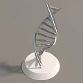 Detailed Silver DNA Double Helix Structure Model on White Base 3d model