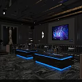 Modern KTV Interior Design With Large LED Screen Colorful Lights And Comfortable Seats 3d model