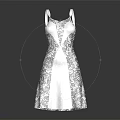 Elegant White Dress With Black Intricate Patterns And Spaghetti Straps Design