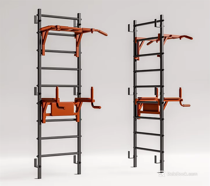 Two Vertical Multifunctional Sports Training Racks Featuring Horizontal Bars Sturdy Design 3d model 