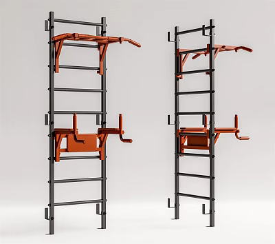 Two Vertical Multifunctional Sports Training Racks Featuring Horizontal Bars Sturdy Design 3d model
