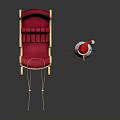 Pink Red Sleigh with Gold Accents and Snowman in Red Santa Hat