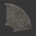 Arched Gray Tile Roof Structure As Architectural Decorative Component With Tiled Design 3d model
