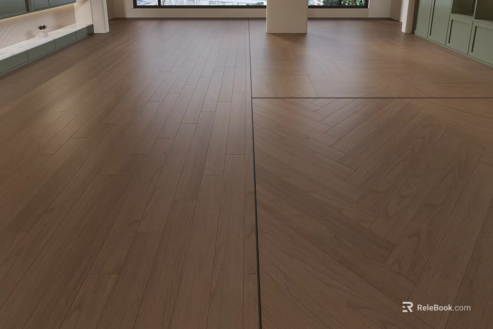 Wooden Flooring With Different Patterns In Interior Space 3d model