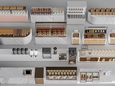 Modern Bar Counter Designs With Marble Tops Wooden Shelves And Coffee Machines 3d model