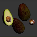 Vibrant Ripe Avocado Halved and Whole with Pit Showcasing Fresh Texture on Dark Background