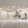 Modern Elegant Clothing Store With Open Design White Marble Floor Arched Doorways Mannequins And Greenery