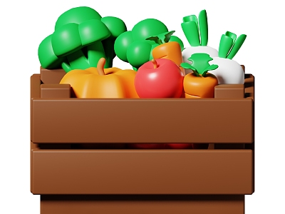 Modern Vegetable Box Cartoon Vegetable Box 3d model