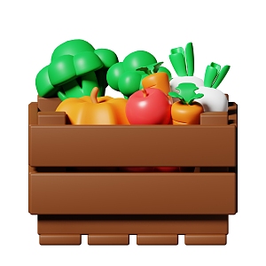 Modern Vegetable Box Cartoon Vegetable Box 3d model