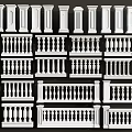 Various Decorative Railing Designs Featuring Different Panel And Post Styles 3d model
