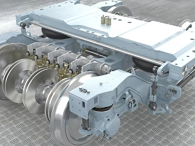 Heavy Duty Industrial Bogie Equipment with Metal Frame Multiple Wheels and Mechanical Components 3d model