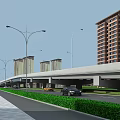 Modern Architectural Bridge Spanning River In City Center With Green Landscape Views