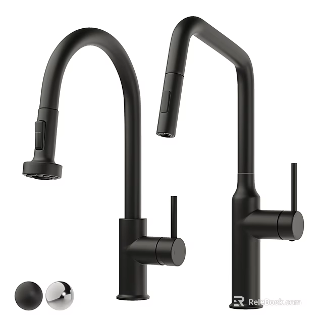 Black Modern Kitchen Faucets With Sleek Curved Spout And Single Handle Design 3d model 
