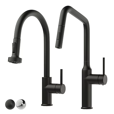 Black Modern Kitchen Faucets With Sleek Curved Spout And Single Handle Design 3d model