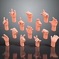 Modern hand gestures Various gestures Palm 3d model