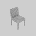 Modern Upholstered Chair With Gray And White Houndstooth Pattern For Stylish Interior Decor 3d model